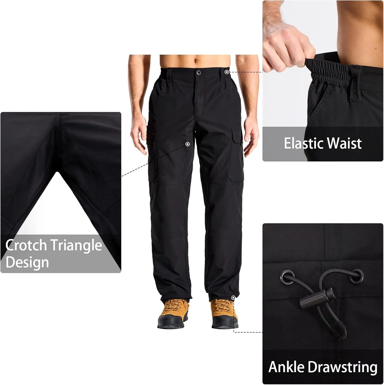 LOOGU Camo Hunting Pants for Men Water-Resistant Quiet & Matte Turkey Hunting Camo Pants for Men with 6 Pockets
