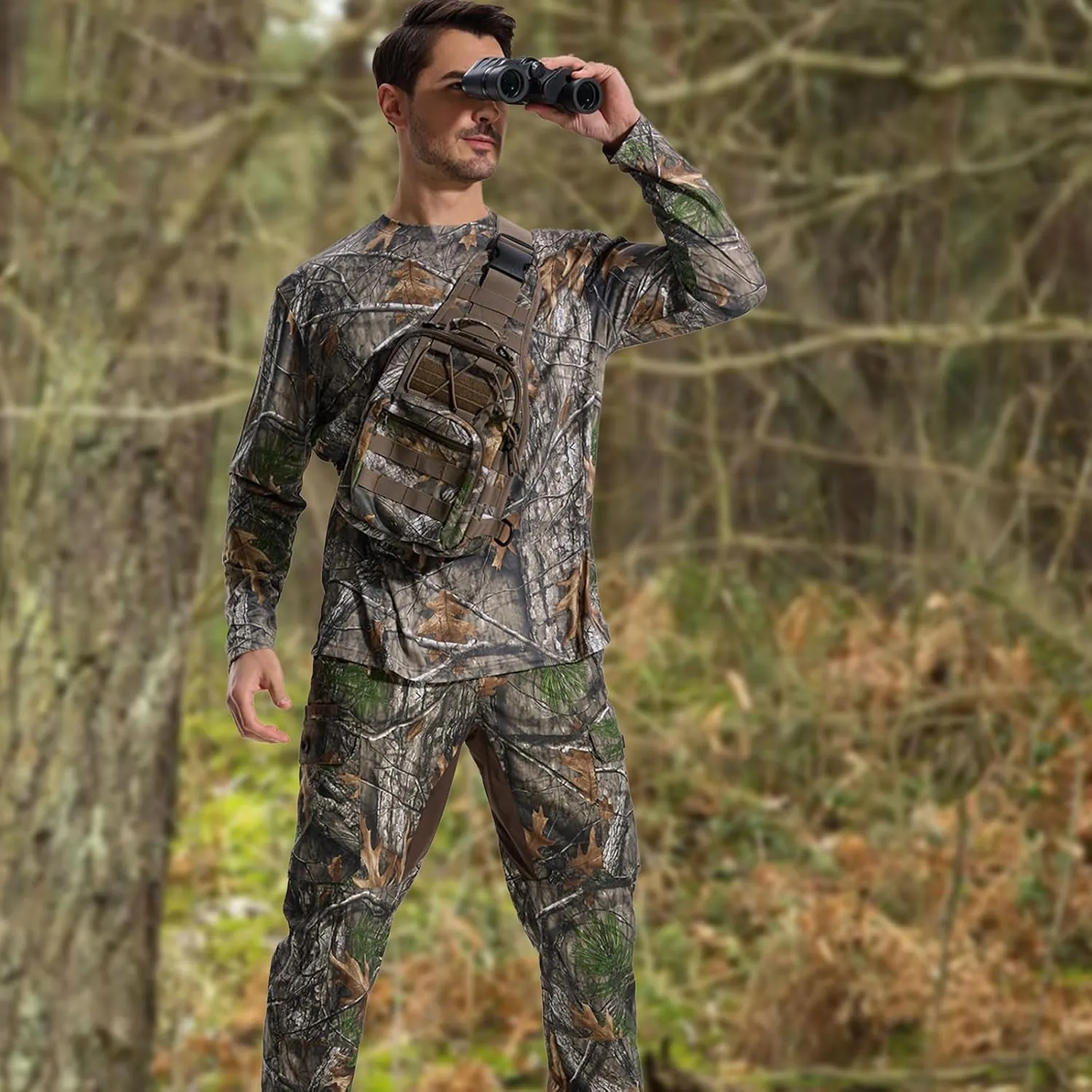 LOOGU Camo Hunting Pants for Men Water-Resistant Quiet & Matte Turkey Hunting Camo Pants for Men with 6 Pockets