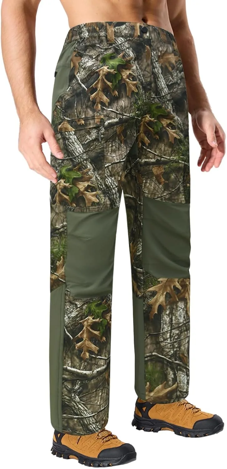 LOOGU Camo Hunting Pants for Men Water-Resistant Quiet & Matte Turkey Hunting Camo Pants for Men with 6 Pockets