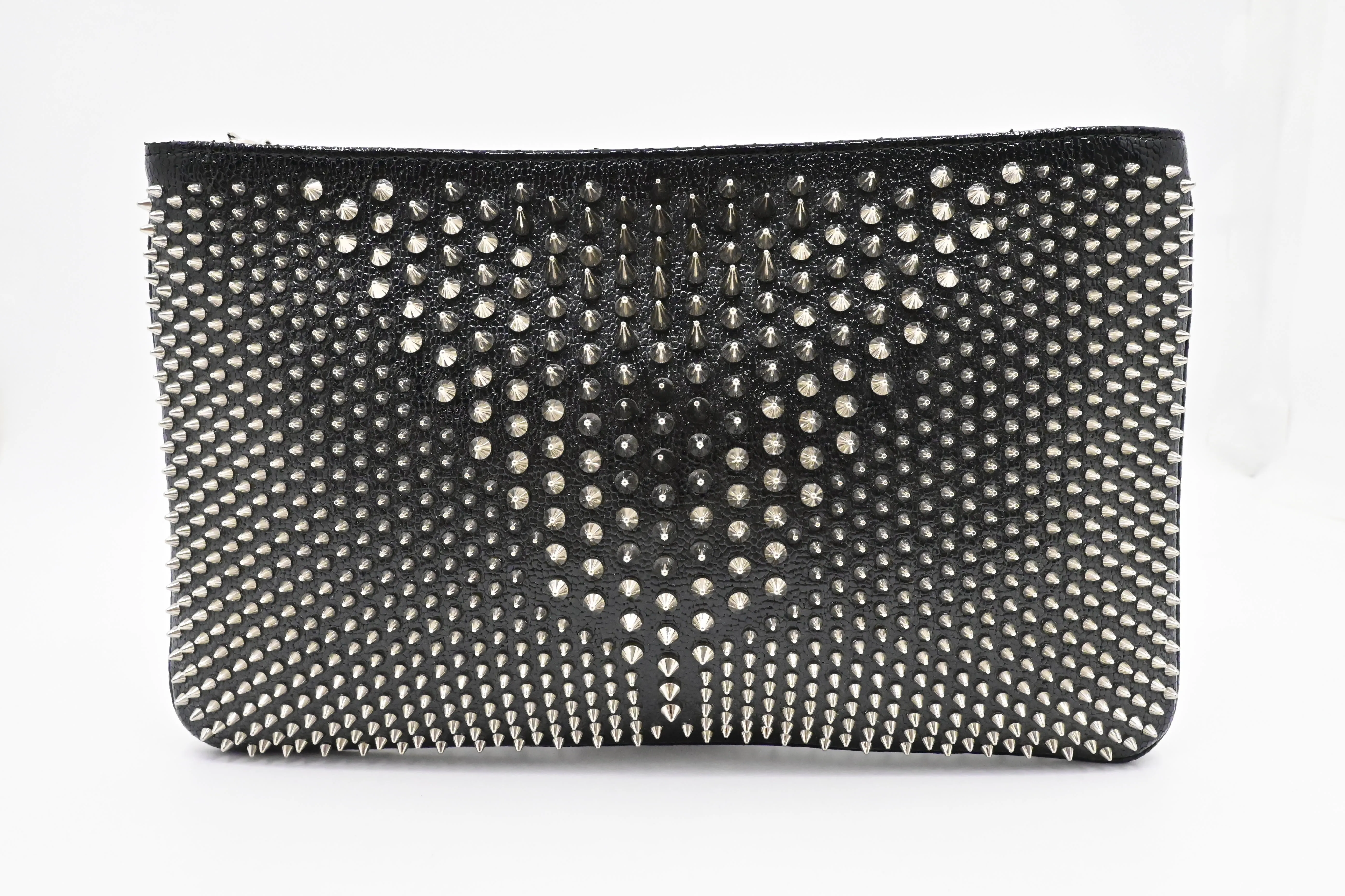 Louboutin Loubiposh Clutch in Black Spiked Leather