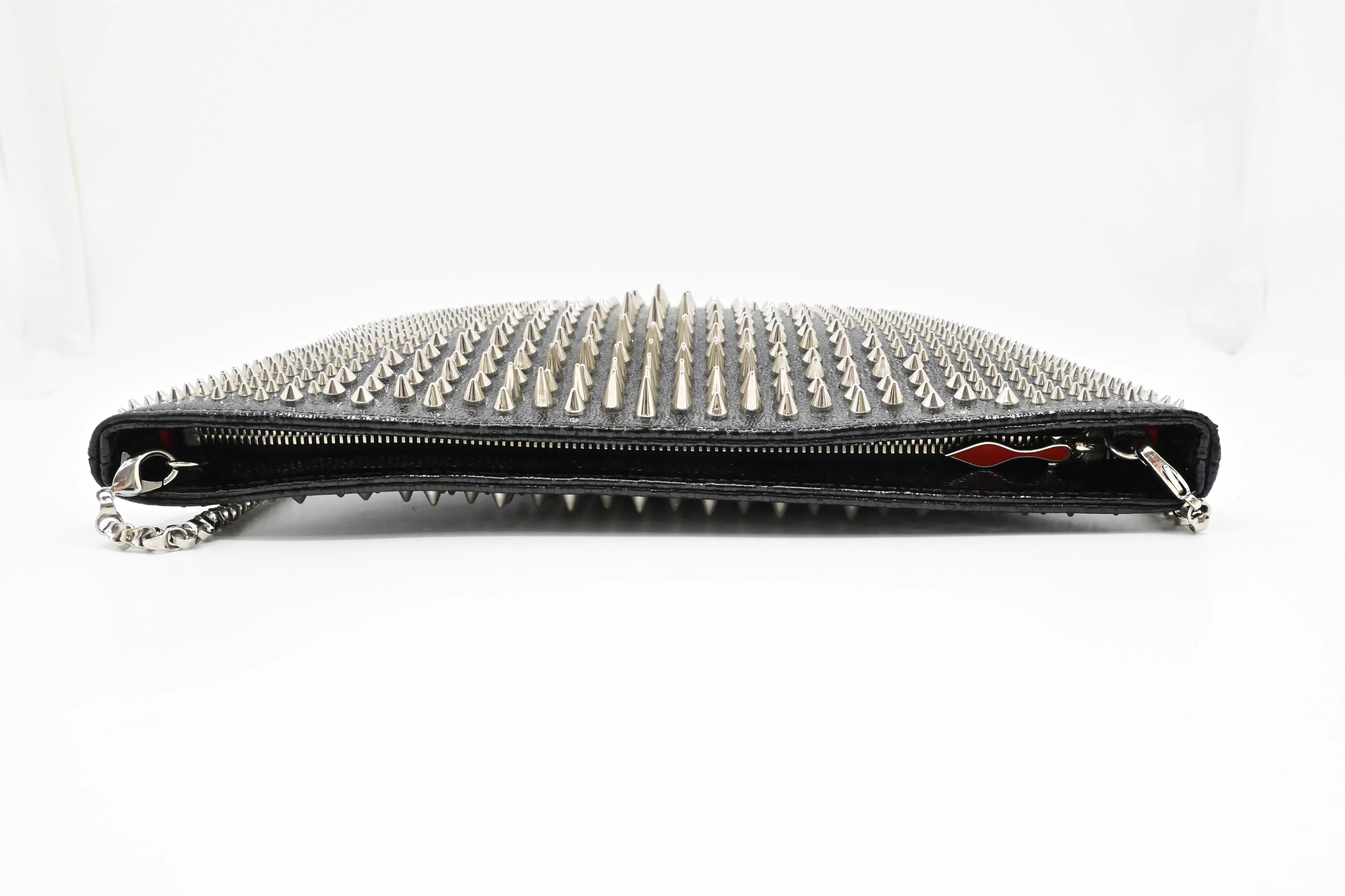 Louboutin Loubiposh Clutch in Black Spiked Leather