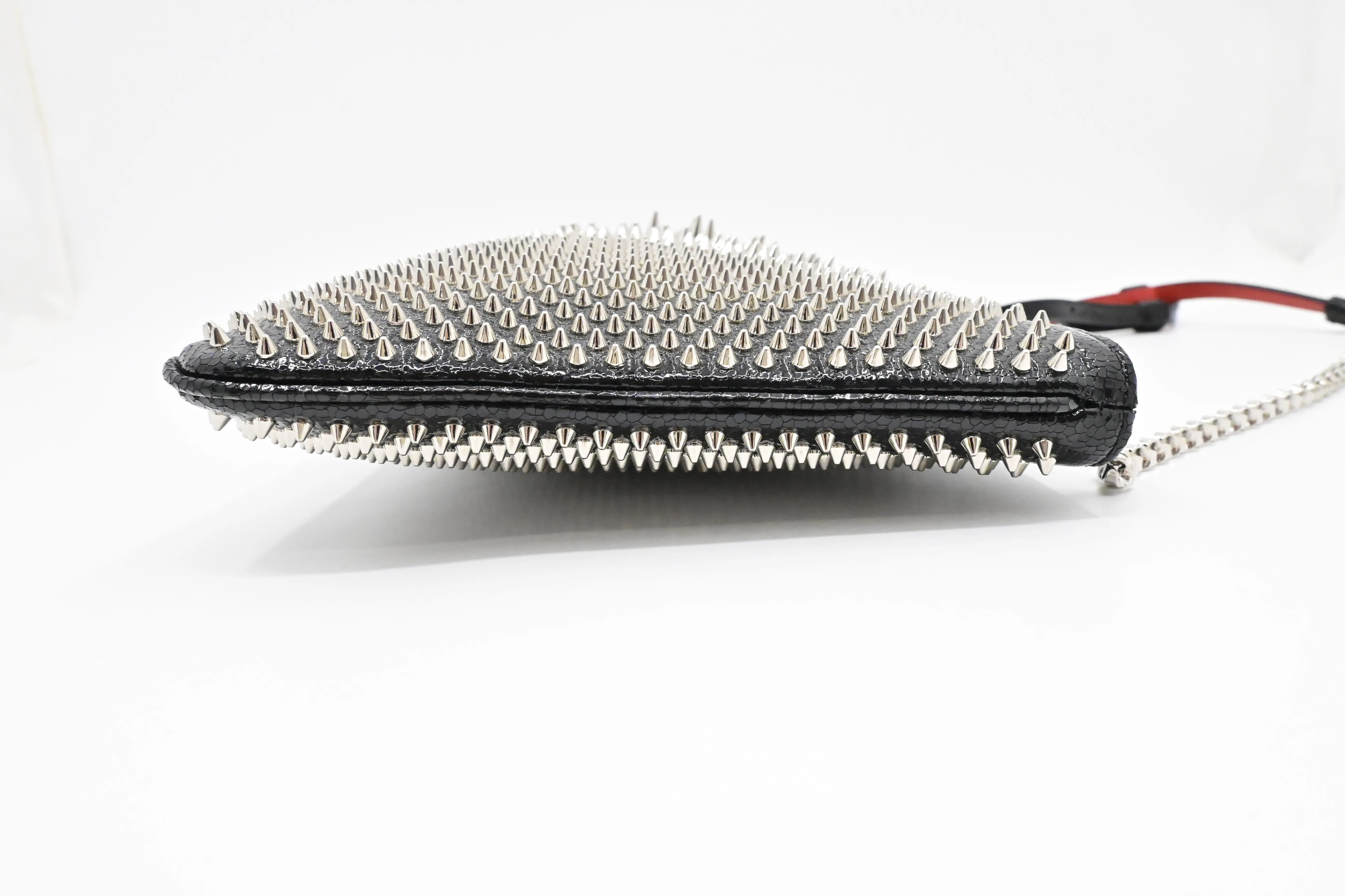 Louboutin Loubiposh Clutch in Black Spiked Leather