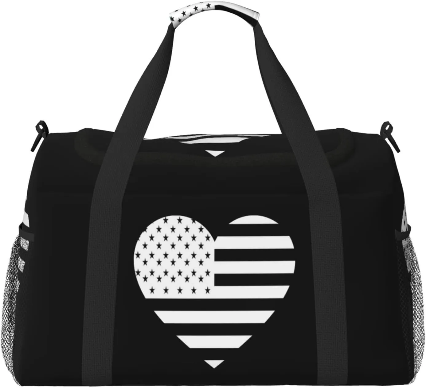 Love American Flag Travel Duffel Bag Large Foldable Waterproof Overnight Bag For Beach Swim Bags Pool Sports Gym