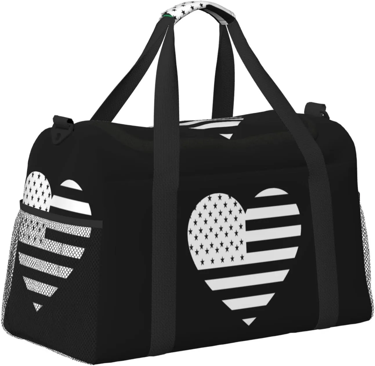 Love American Flag Travel Duffel Bag Large Foldable Waterproof Overnight Bag For Beach Swim Bags Pool Sports Gym