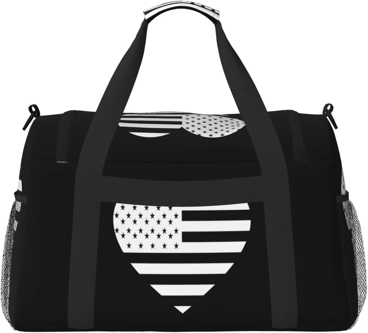 Love American Flag Travel Duffel Bag Large Foldable Waterproof Overnight Bag For Beach Swim Bags Pool Sports Gym