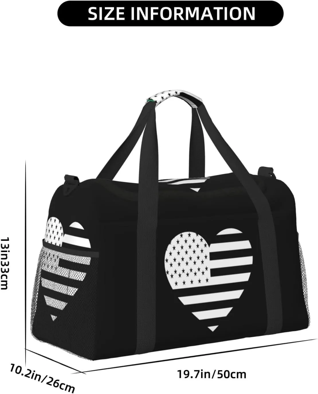 Love American Flag Travel Duffel Bag Large Foldable Waterproof Overnight Bag For Beach Swim Bags Pool Sports Gym