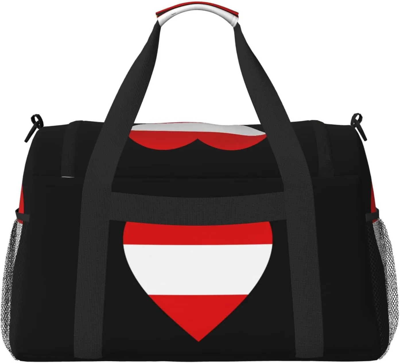 Love Austria Flag Travel Duffel Bag Large Foldable Waterproof Overnight Bag For Beach Swim Bags Pool Sports Gym