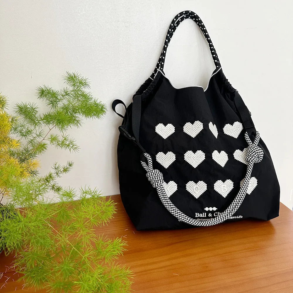Love Embroidered Large Capacity Shopping Bag DP25A405