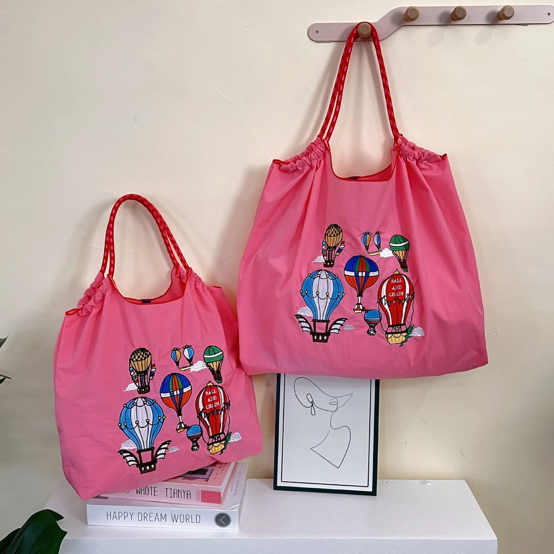 Love Embroidered Large Capacity Shopping Bag DP25A405