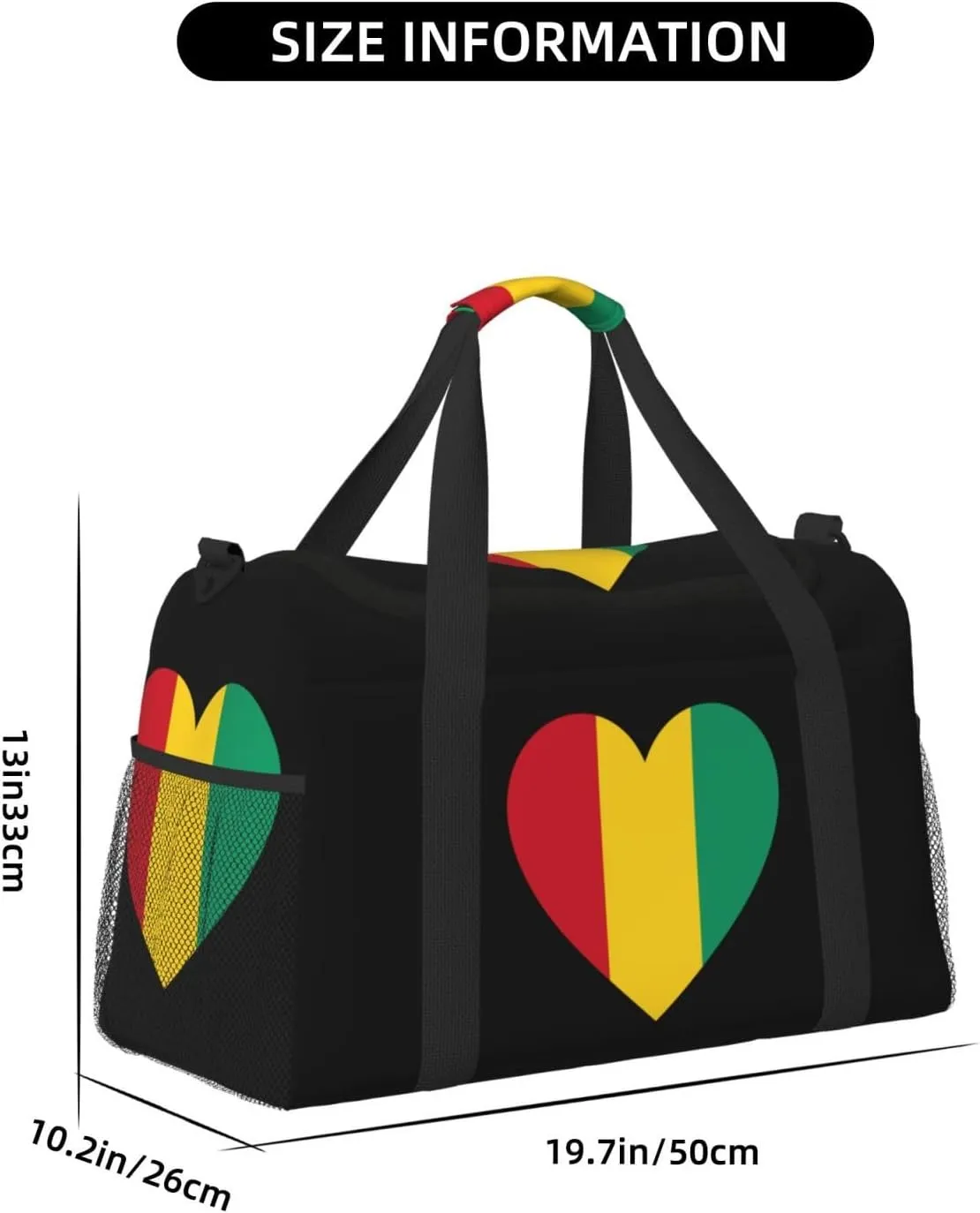 Love Guinea Flag Travel Duffel Bag Large Foldable Waterproof Overnight Bag For Beach Swim Bags Pool Sports Gym
