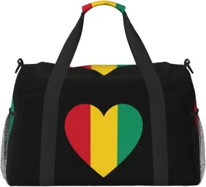 Love Guinea Flag Travel Duffel Bag Large Foldable Waterproof Overnight Bag For Beach Swim Bags Pool Sports Gym