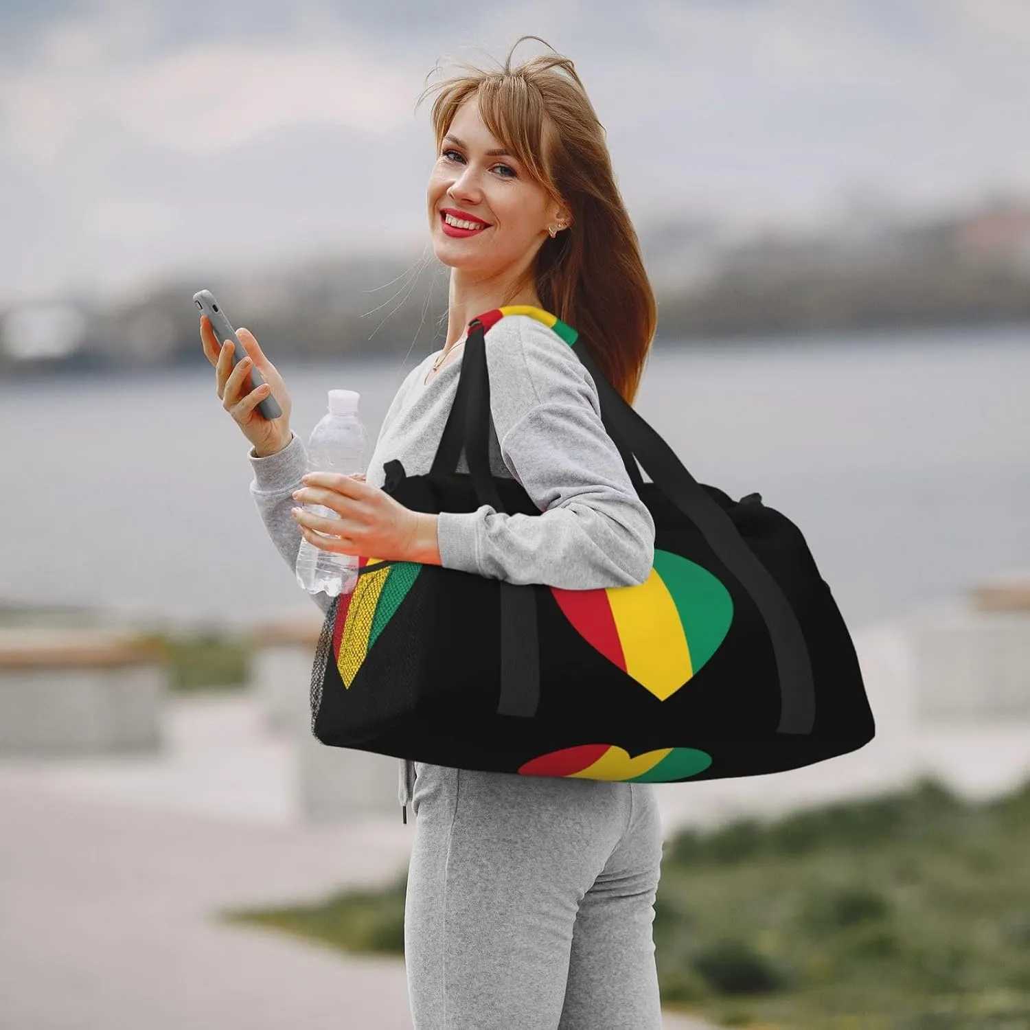 Love Guinea Flag Travel Duffel Bag Large Foldable Waterproof Overnight Bag For Beach Swim Bags Pool Sports Gym