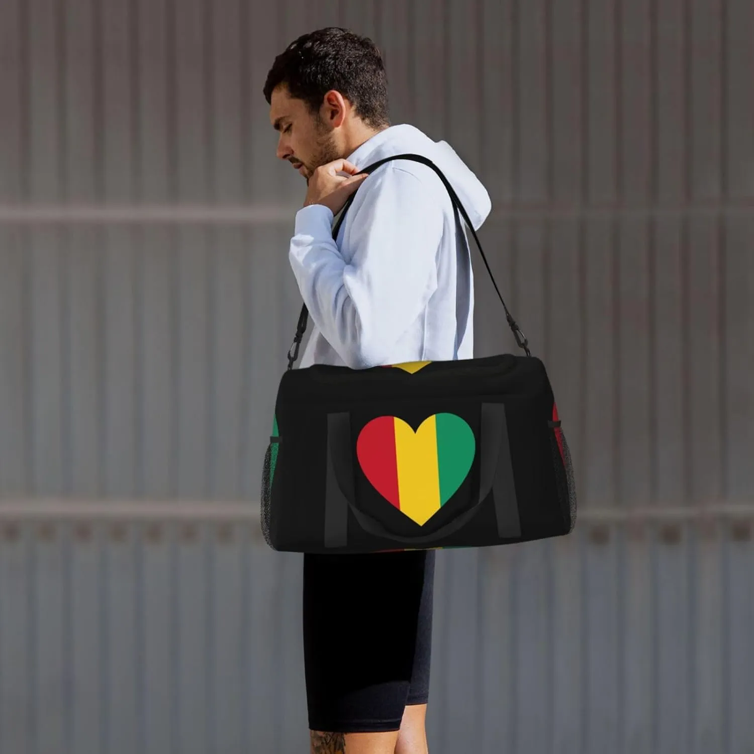 Love Guinea Flag Travel Duffel Bag Large Foldable Waterproof Overnight Bag For Beach Swim Bags Pool Sports Gym