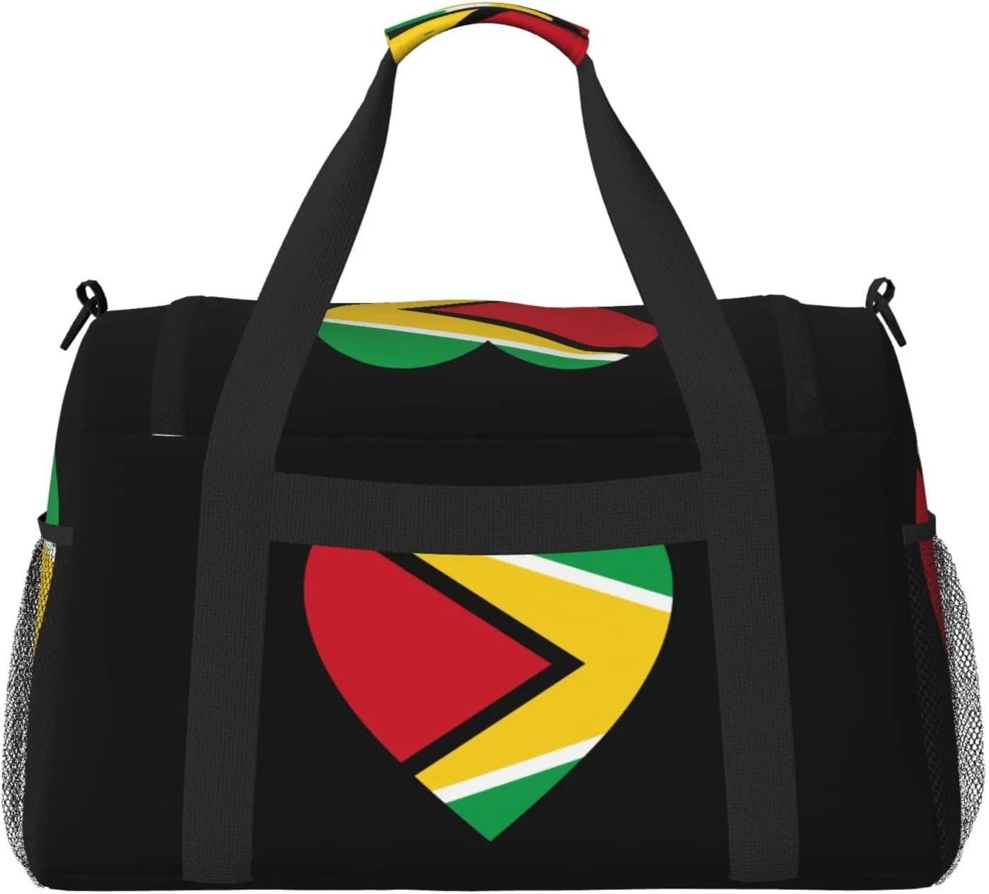 Love Guyana Flag Travel Duffel Bag Large Foldable Waterproof Overnight Bag For Beach Swim Bags Pool Sports Gym