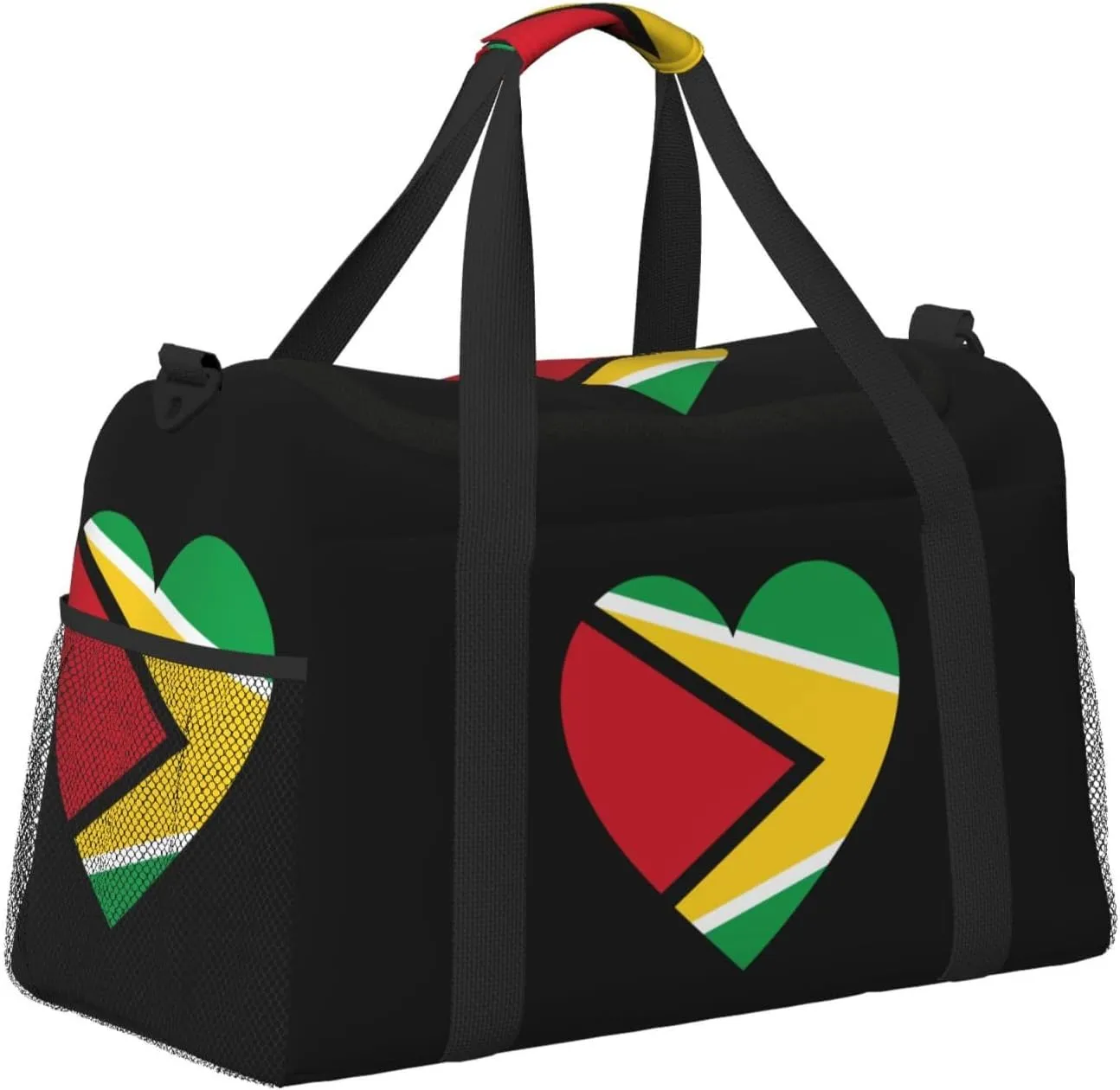 Love Guyana Flag Travel Duffel Bag Large Foldable Waterproof Overnight Bag For Beach Swim Bags Pool Sports Gym