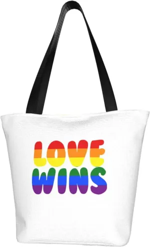 Love Wins Pride Flag LGBT Women'S Casual One Shoulder Carry Shopping Bag Large Capacity Working Storage Handbag