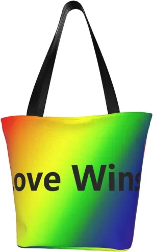 Love Wins Pride Flag Women'S Casual One Shoulder Carry Shopping Bag Large Capacity Working Storage Handbag