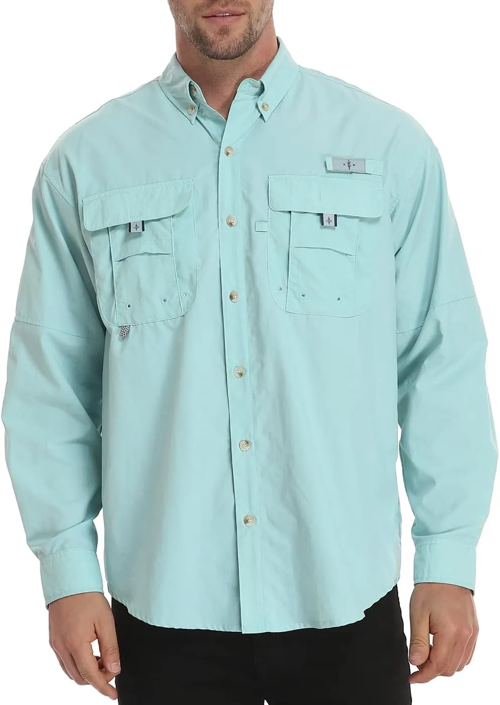 LRD Men's UPF 30 Long Sleeve Fishing Shirts Button Down Sun Protection Shirt