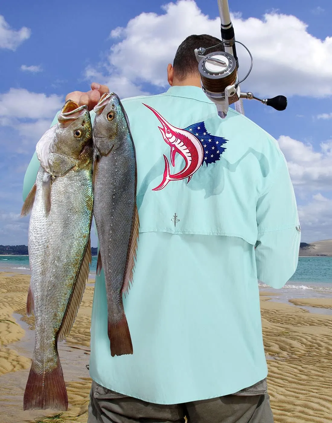 LRD Men's UPF 30 Long Sleeve Fishing Shirts Button Down Sun Protection Shirt