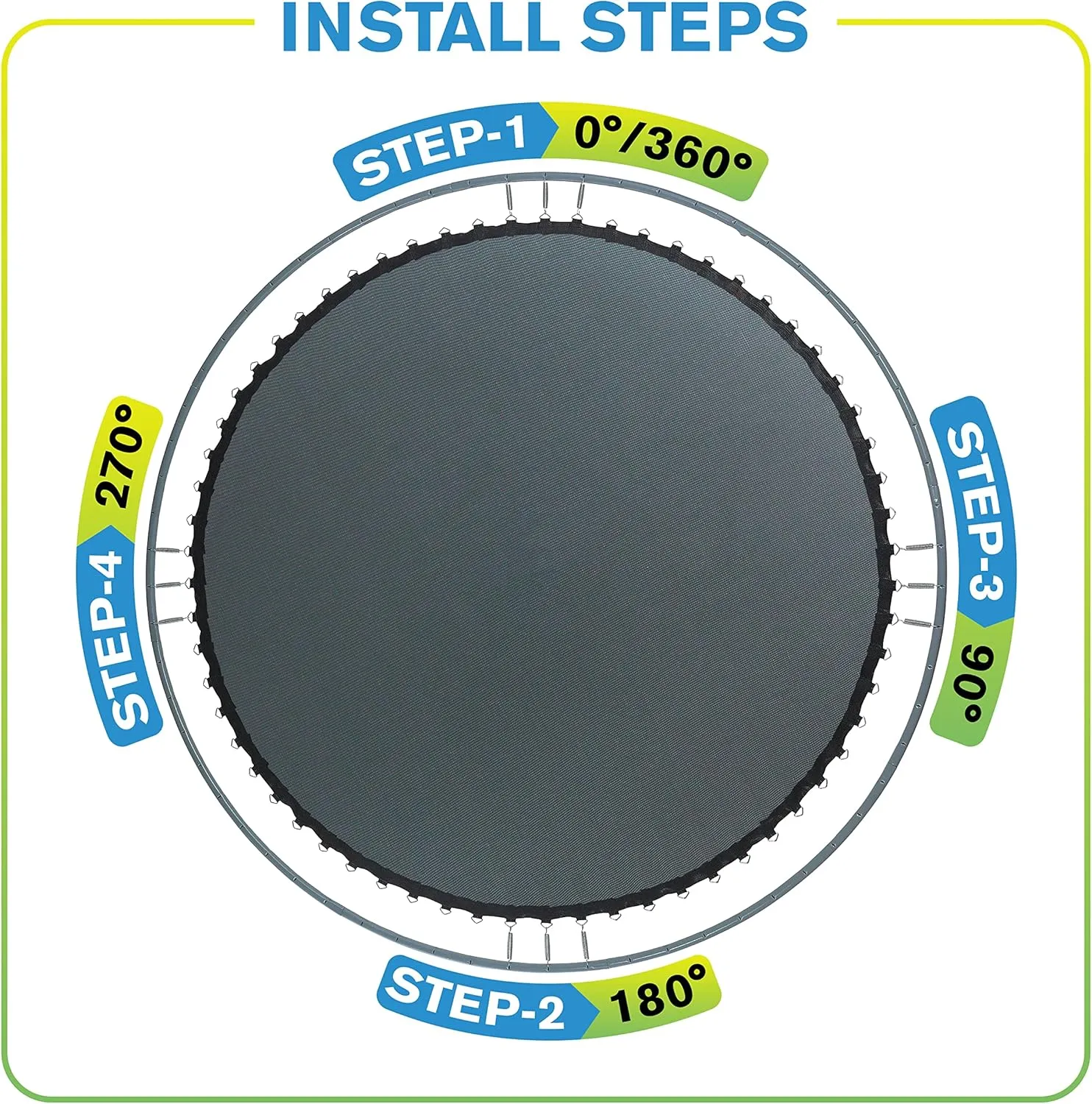 Machrus Upper Bounce Trampoline Replacement Mat 7.5FT 8FT 10FT 11FT 12FT 13FT 14FT 15FT 16FT with V-Rings - UV & Water Resistant