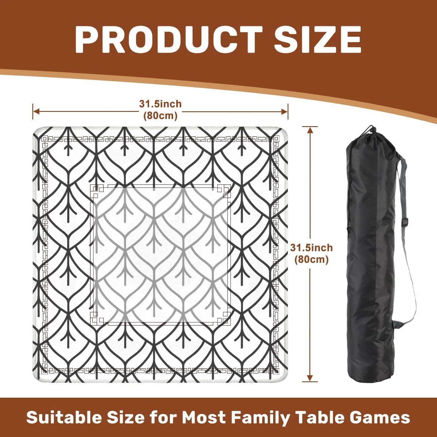 Mahjong Mat 31.5" x 31.5" Dragon Scale Seamless Snake Squama Fish Mermaid Scale Simple Abstract Non-Slip Noise Reduction Table Cover for Mahjong Dominoes Poker Card Board and Tile Games