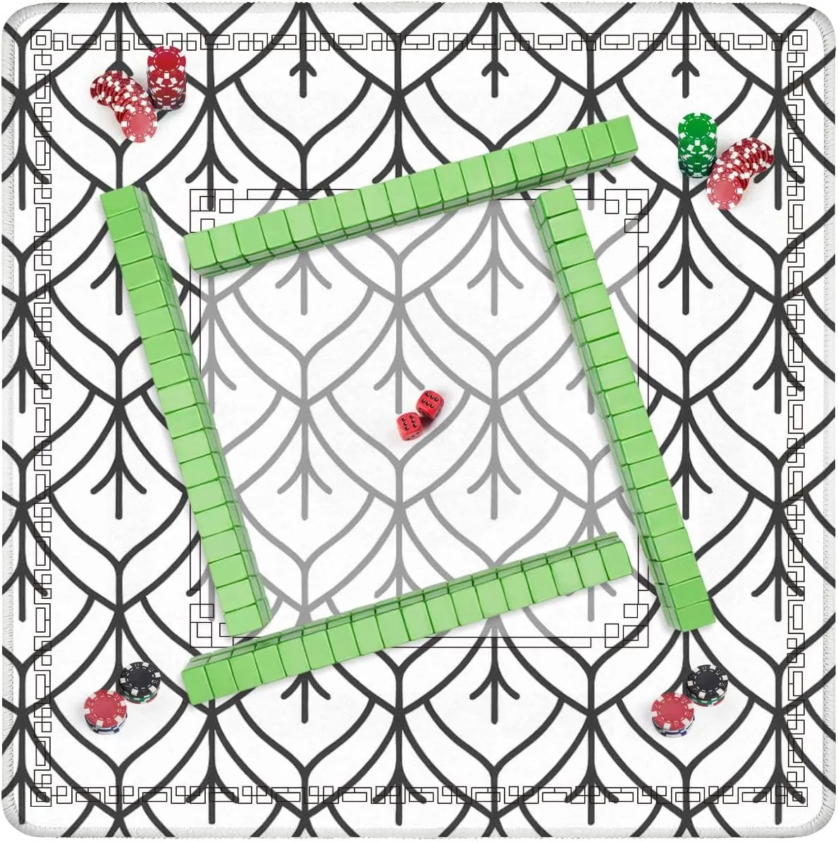 Mahjong Mat 31.5" x 31.5" Dragon Scale Seamless Snake Squama Fish Mermaid Scale Simple Abstract Non-Slip Noise Reduction Table Cover for Mahjong Dominoes Poker Card Board and Tile Games
