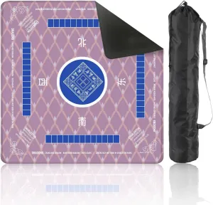 Mahjong Mat with Rules 31.5" x 31.5" Feather Seamless Decorative Fish Scales All Design Simple Geometric Non-Slip Noise Reduction Table Cover for Mahjong Dominoes Poker Card Board and Tile Games