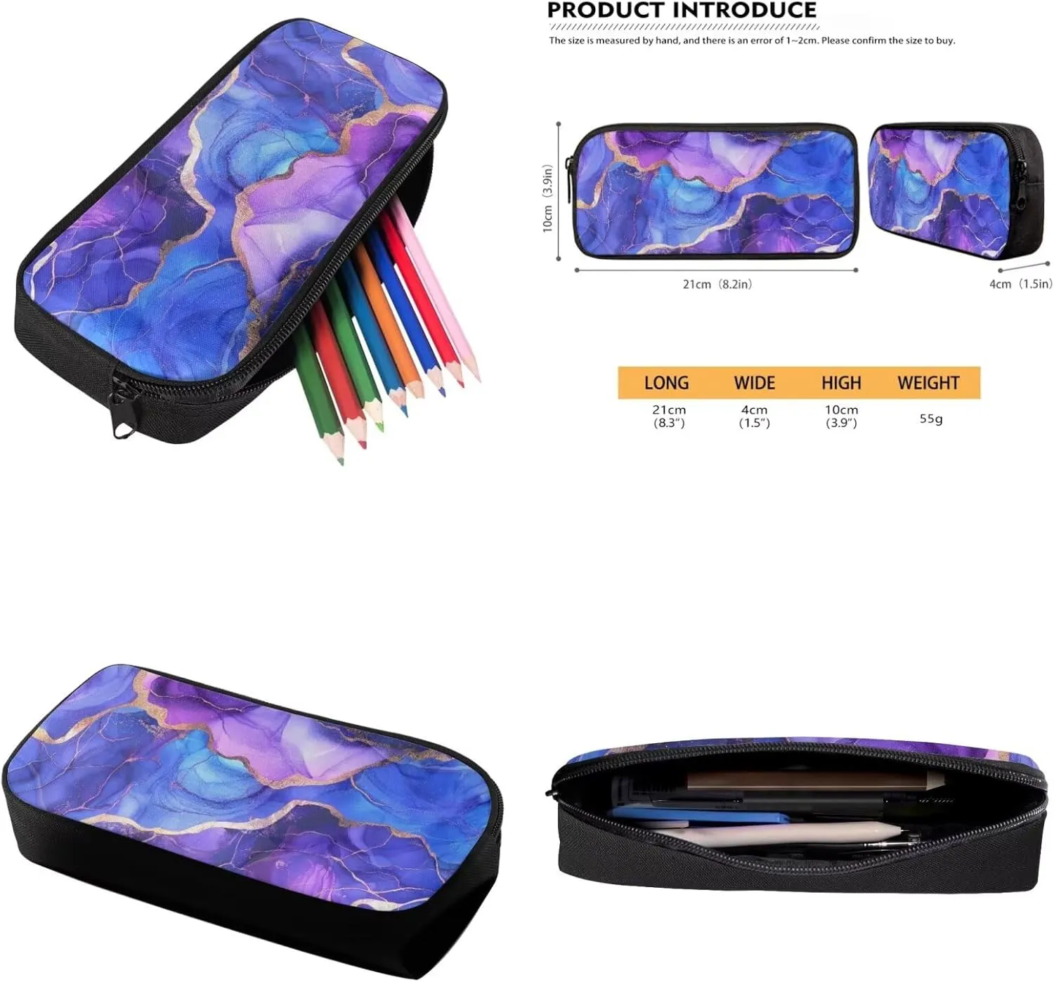 Marble Backpack for Girls Kids Backpack with Lunch Box and Big Capacity Pencil Case 3 Pcs Set 12" Sturdy Bookbag with Front Pocket Lightweight School Bag with Side Pockets for Toddler Girls