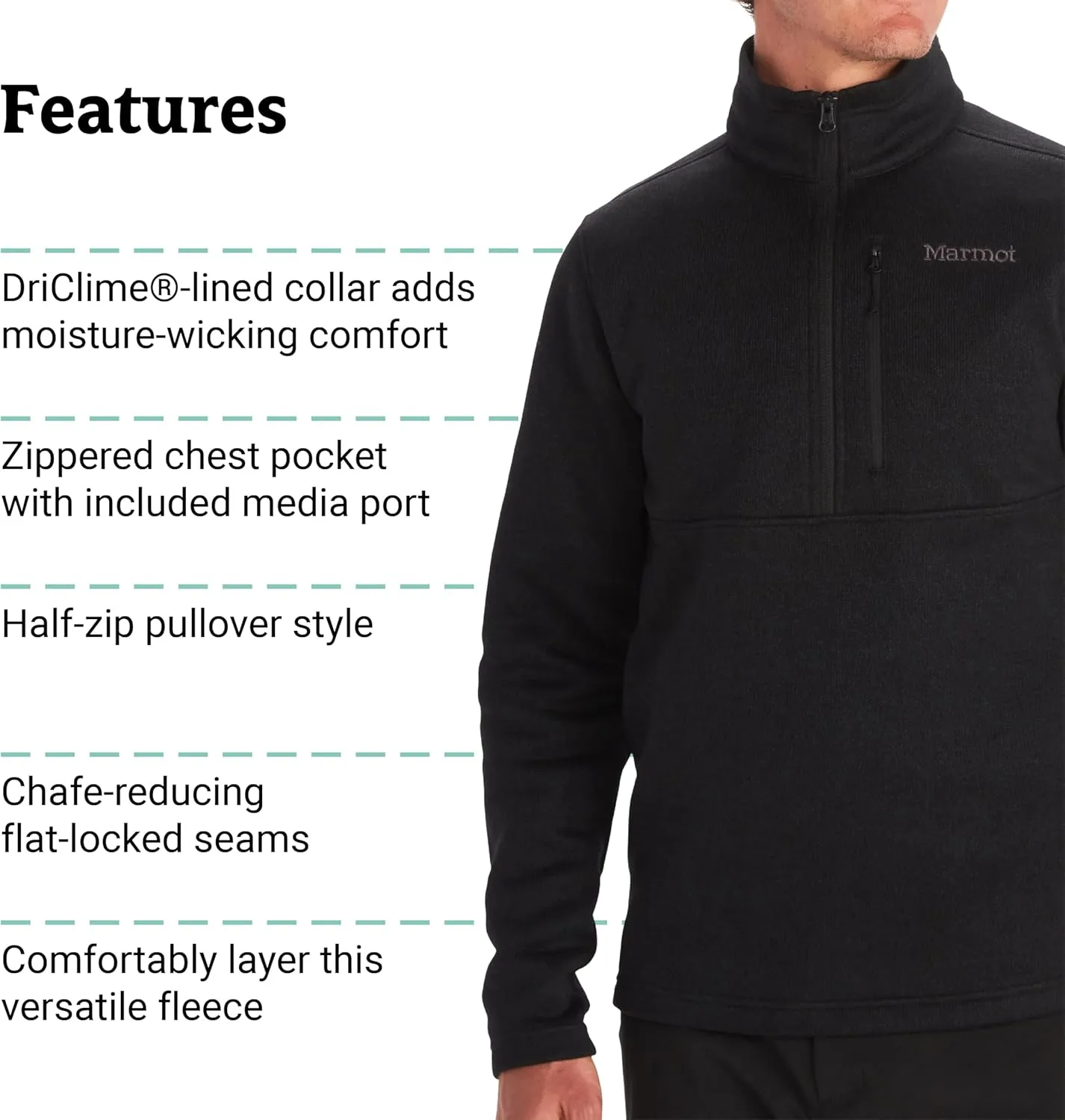 MARMOT Men's Drop Line 1/2 Zip Fleece Jacket