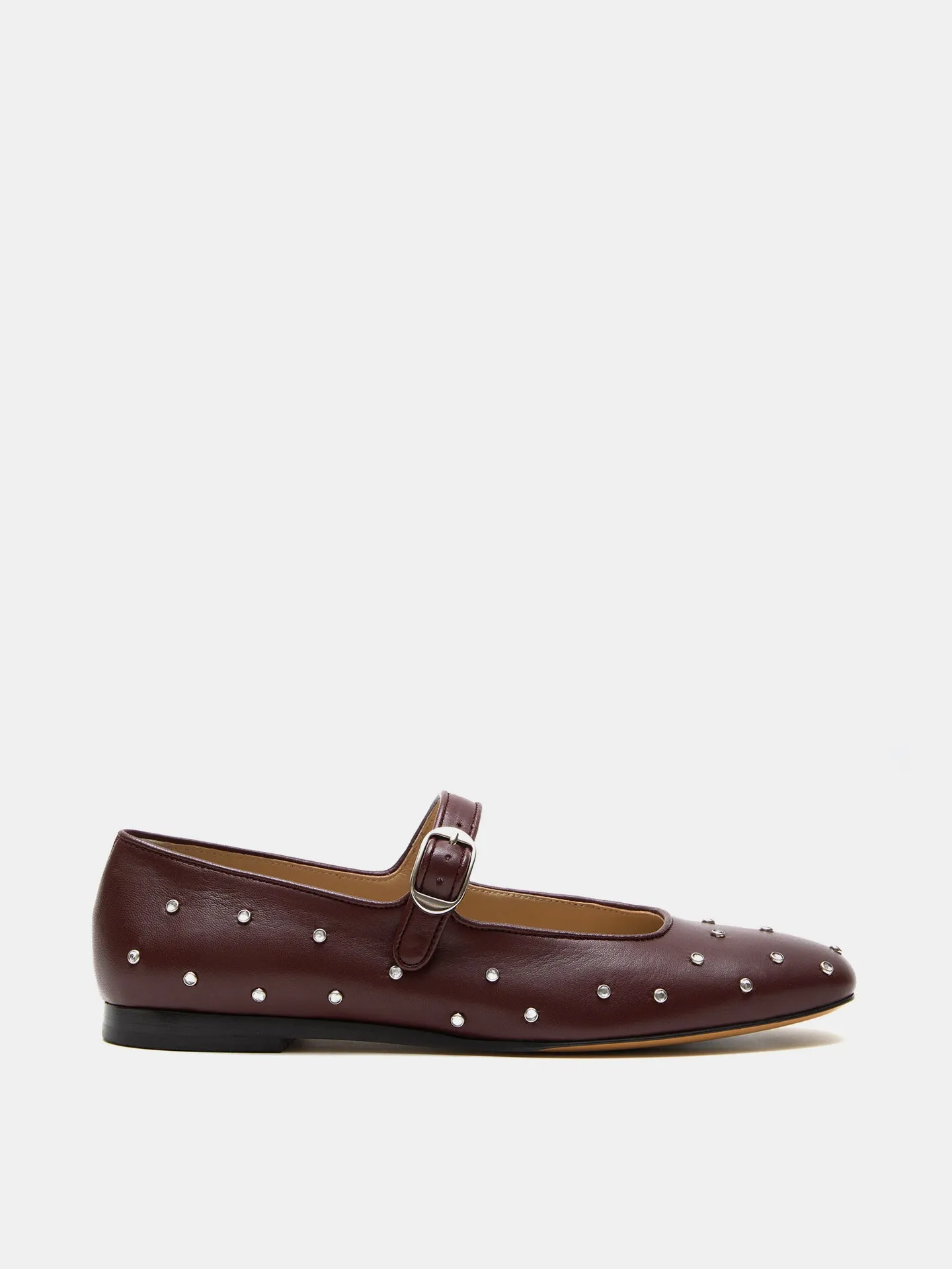 Mary Jane / Oxblood Leather Crystal