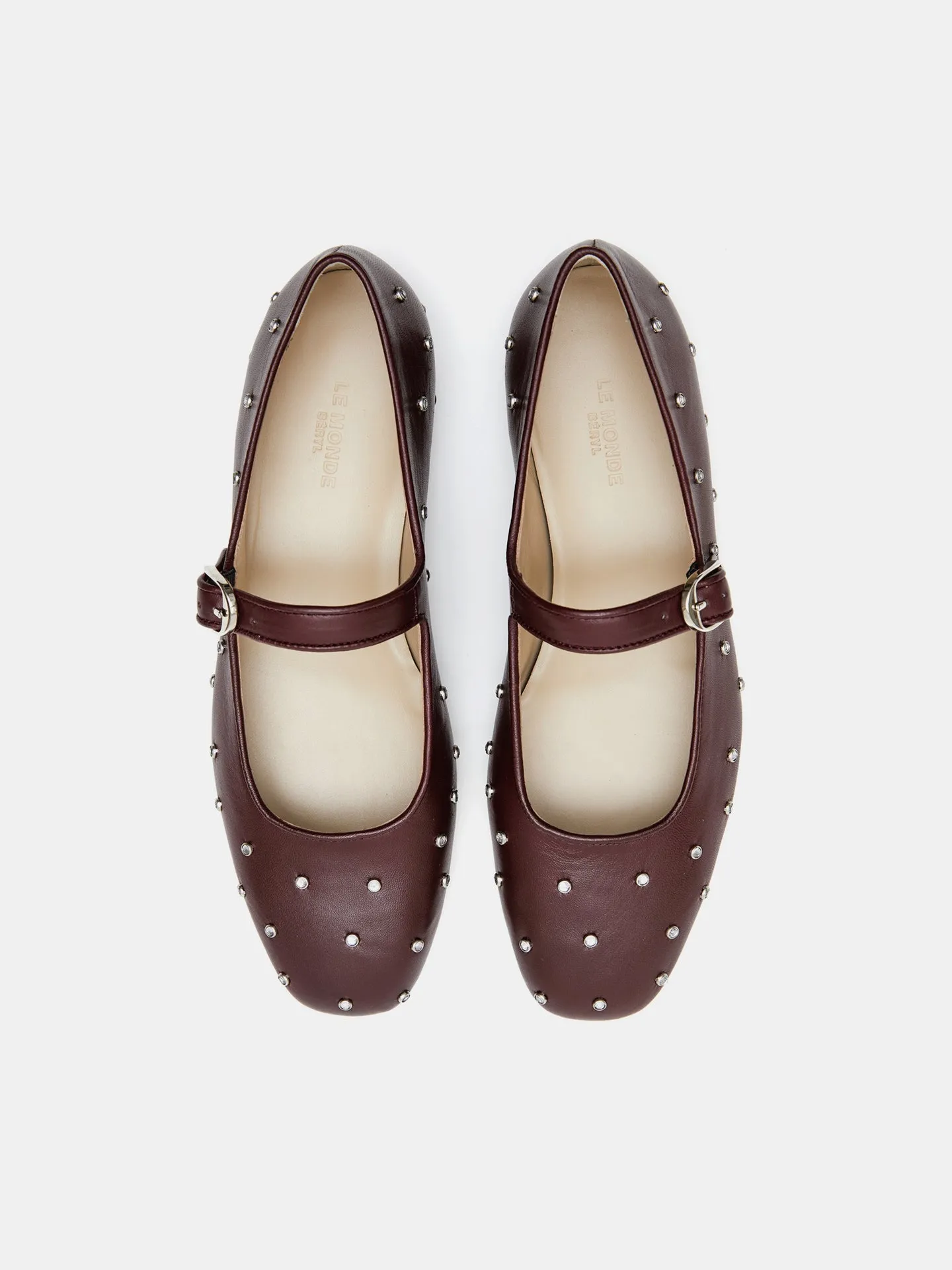 Mary Jane / Oxblood Leather Crystal