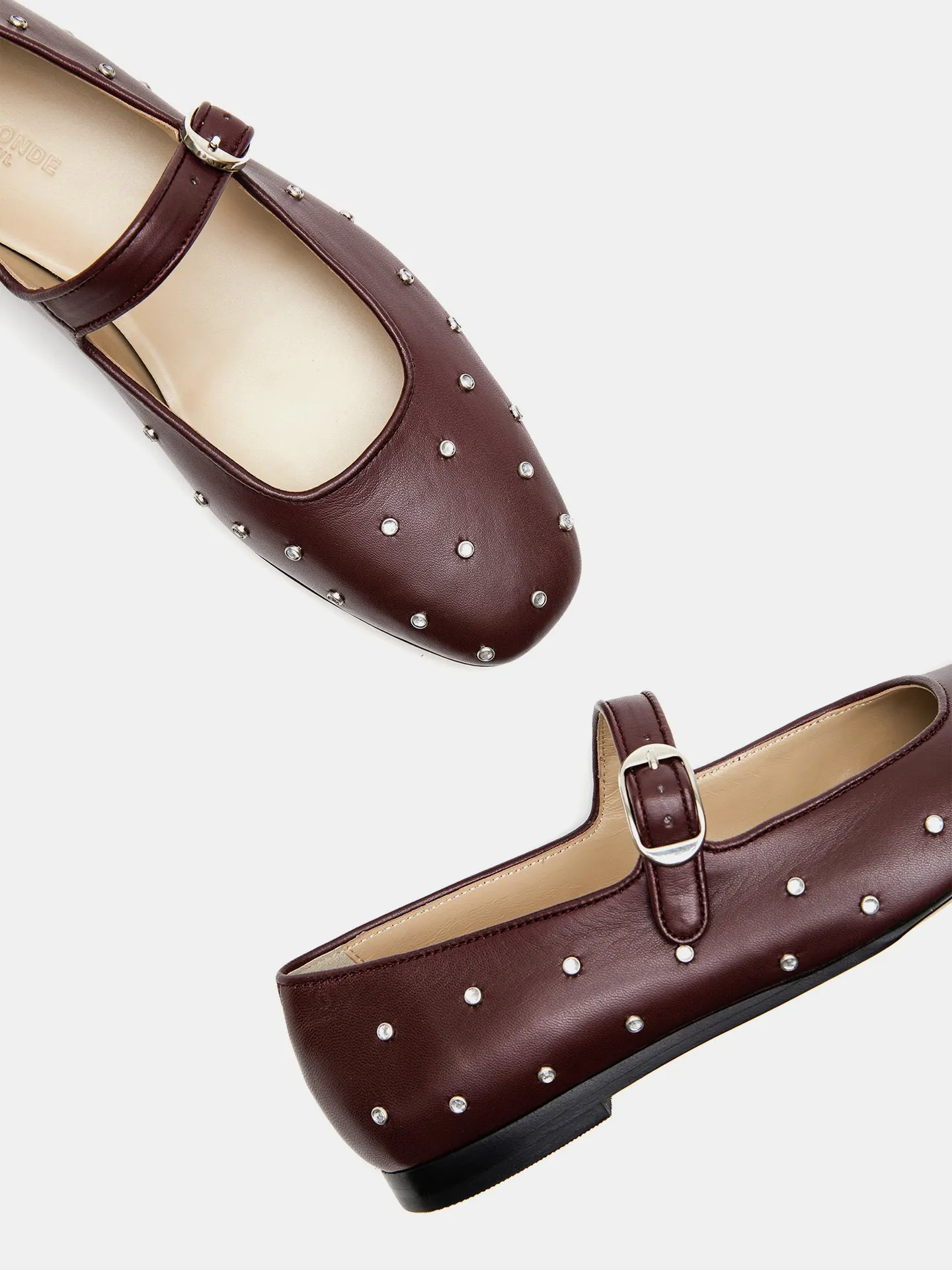 Mary Jane / Oxblood Leather Crystal