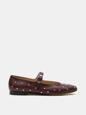 Mary Jane / Oxblood Leather Crystal