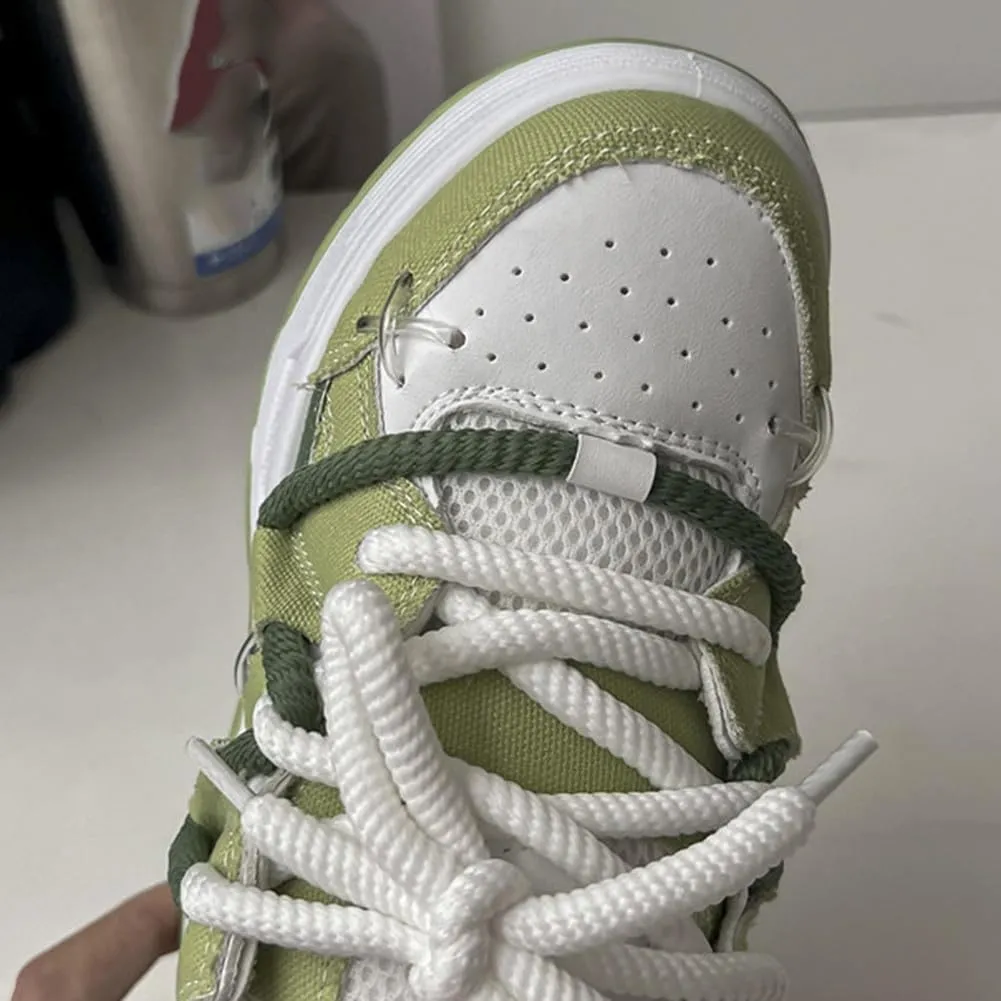 MAUGELY Women's Elevated Casual Sports Shoes Fashion Canvas Patchwork Breathable Walking Sneakers