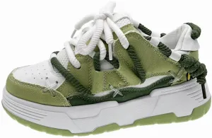 MAUGELY Women's Elevated Casual Sports Shoes Fashion Canvas Patchwork Breathable Walking Sneakers