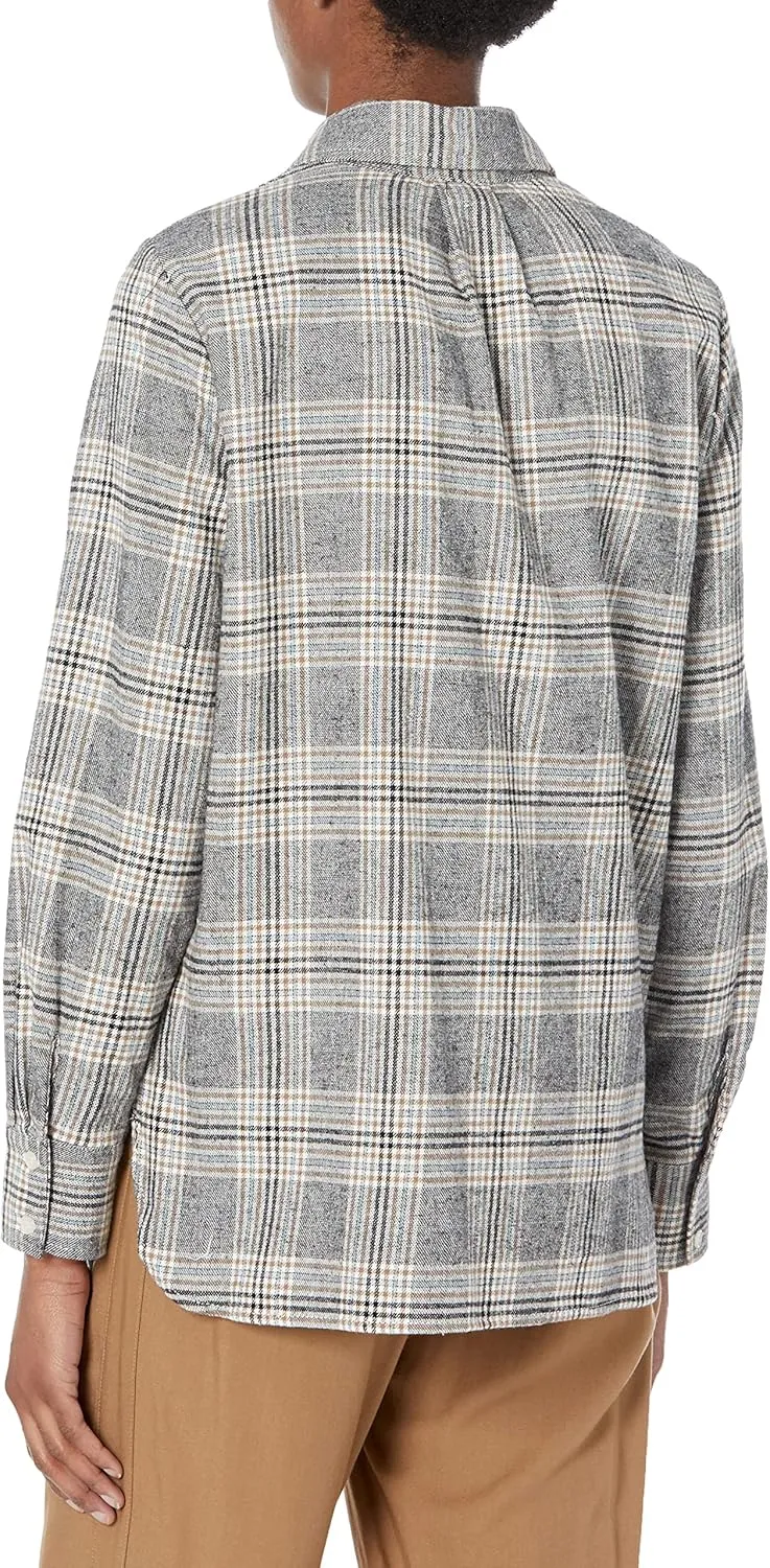 Max Studio Women's Cotton Roll Up Sleeve Collared Shirt
