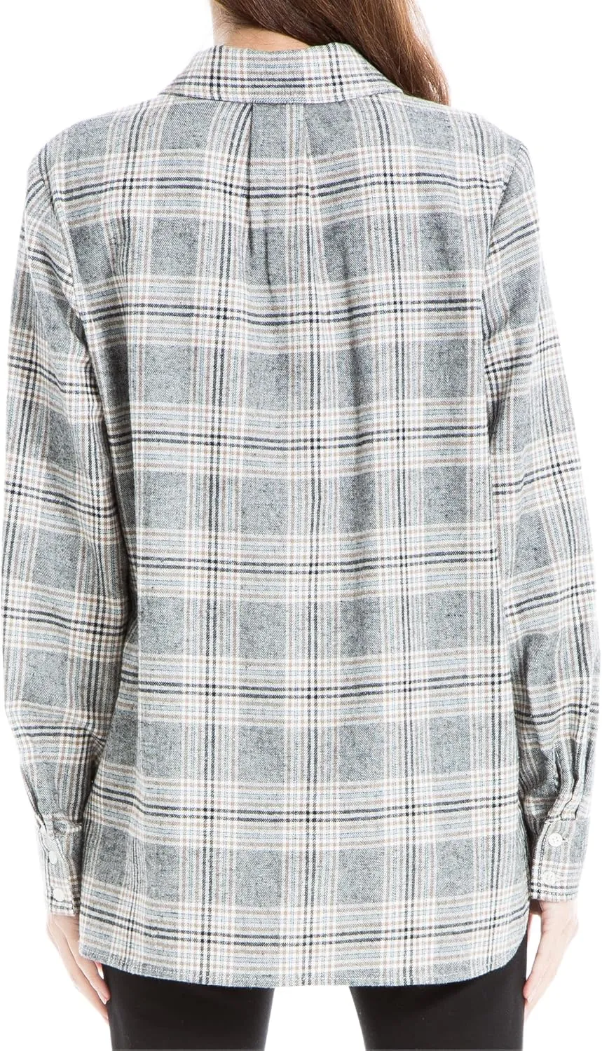 Max Studio Women's Cotton Roll Up Sleeve Collared Shirt