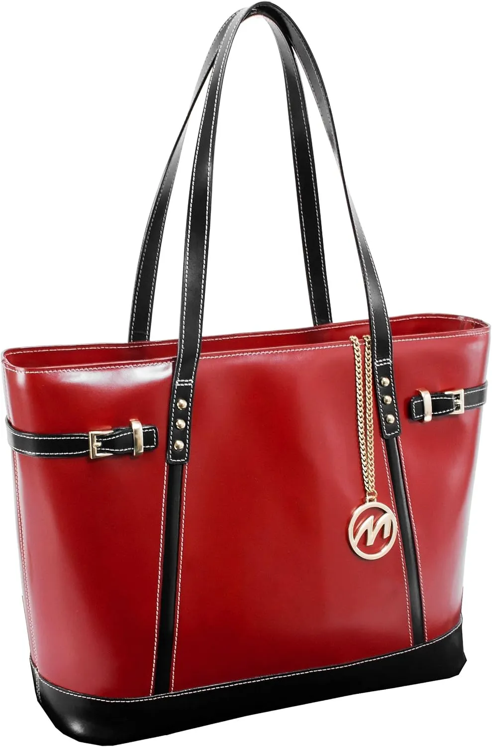 McKlein Leather Ladies' Tote with Tablet Pocket- SERAFINA- Red