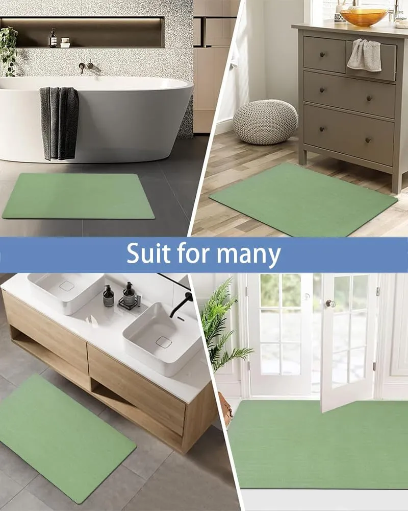 Mecko Bath Mat, Ultra Absorbent Quick Dry Bathroom Floor Mats-Rubber Non-Slip Thin Bathroom Rug Fit Under Door, Faux Suede Surface Shower Rug for Bathtub, Sink, Shower Room(Green,16"x24")