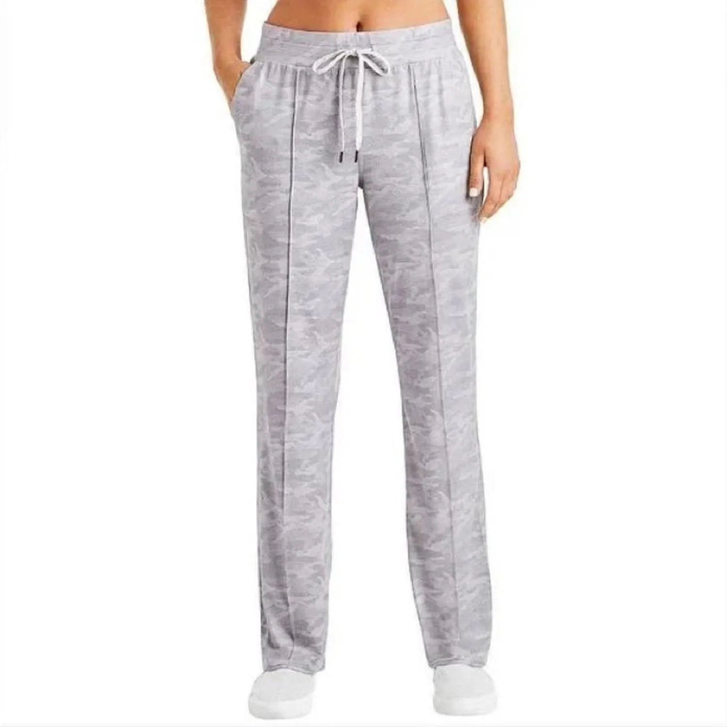 Member's Mark Women's Straight Leg Favorite Soft Pants ~ Light Grey Camo, (Small)