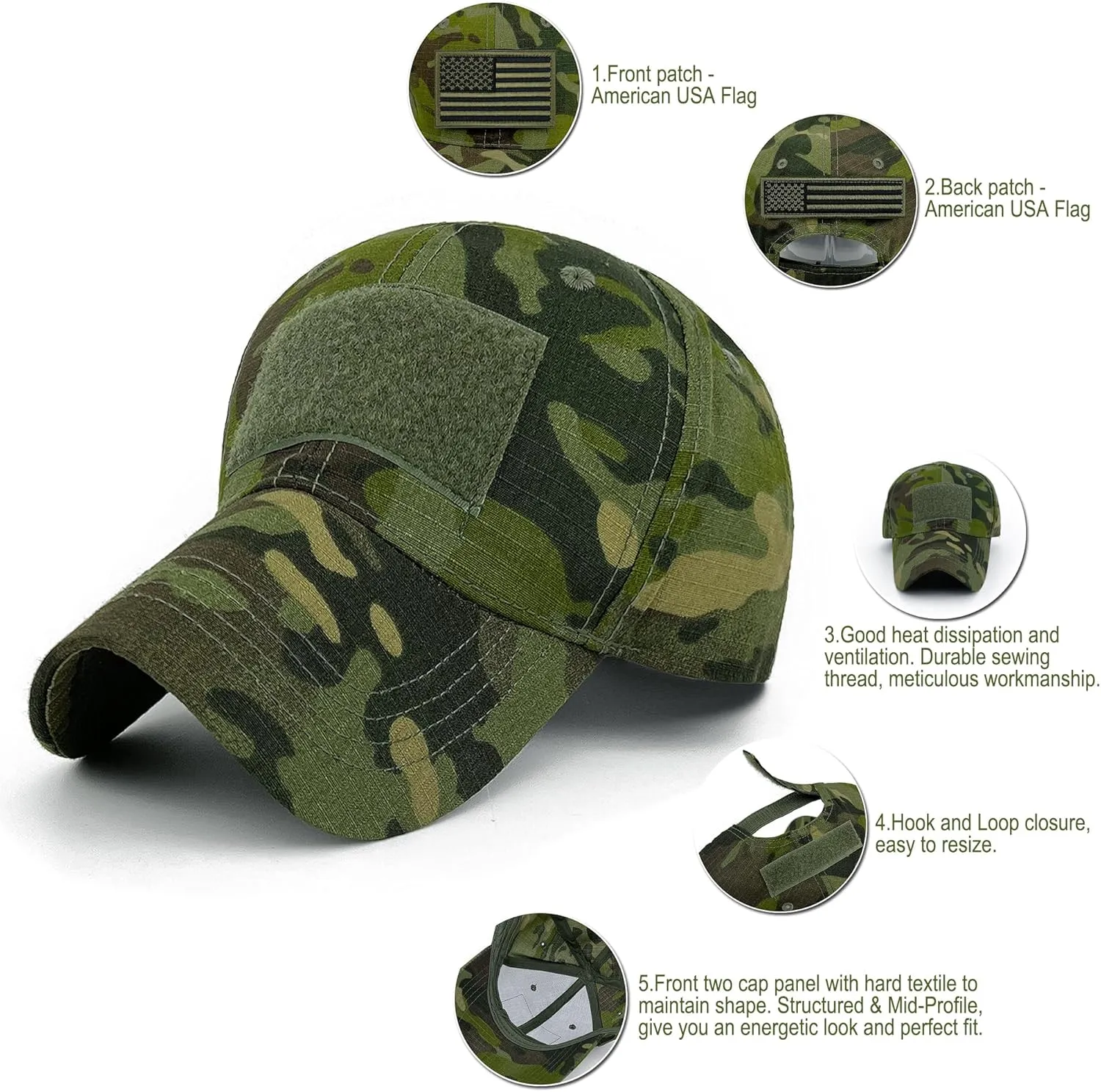 Men American Flag Patch Tactical Camo Baseball Cap Women USA Flag Military Army Patriotic Operator Camouflage Hat