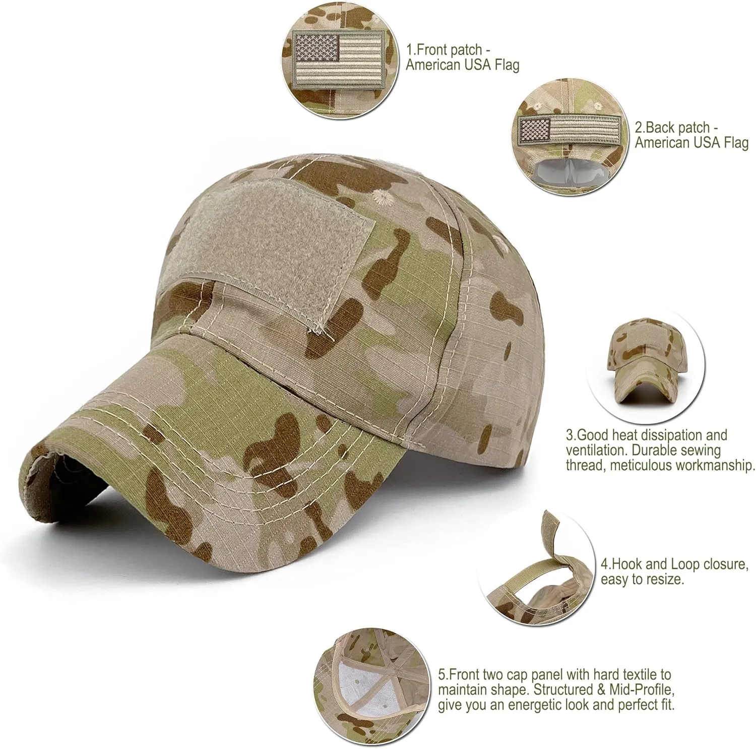 Men American Flag Patch Tactical Camo Baseball Cap Women USA Flag Military Army Patriotic Operator Camouflage Hat