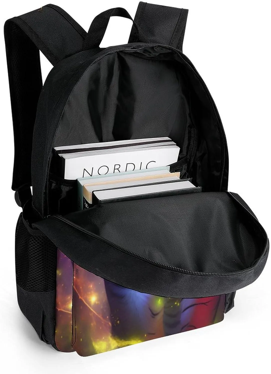 Men Women Lightweight Beautiful Wild Animal Tiger Abstract Art Daypack Bookbag Big Capacity Carry On Bag With Side Pockets for Camping Travel Bicycle