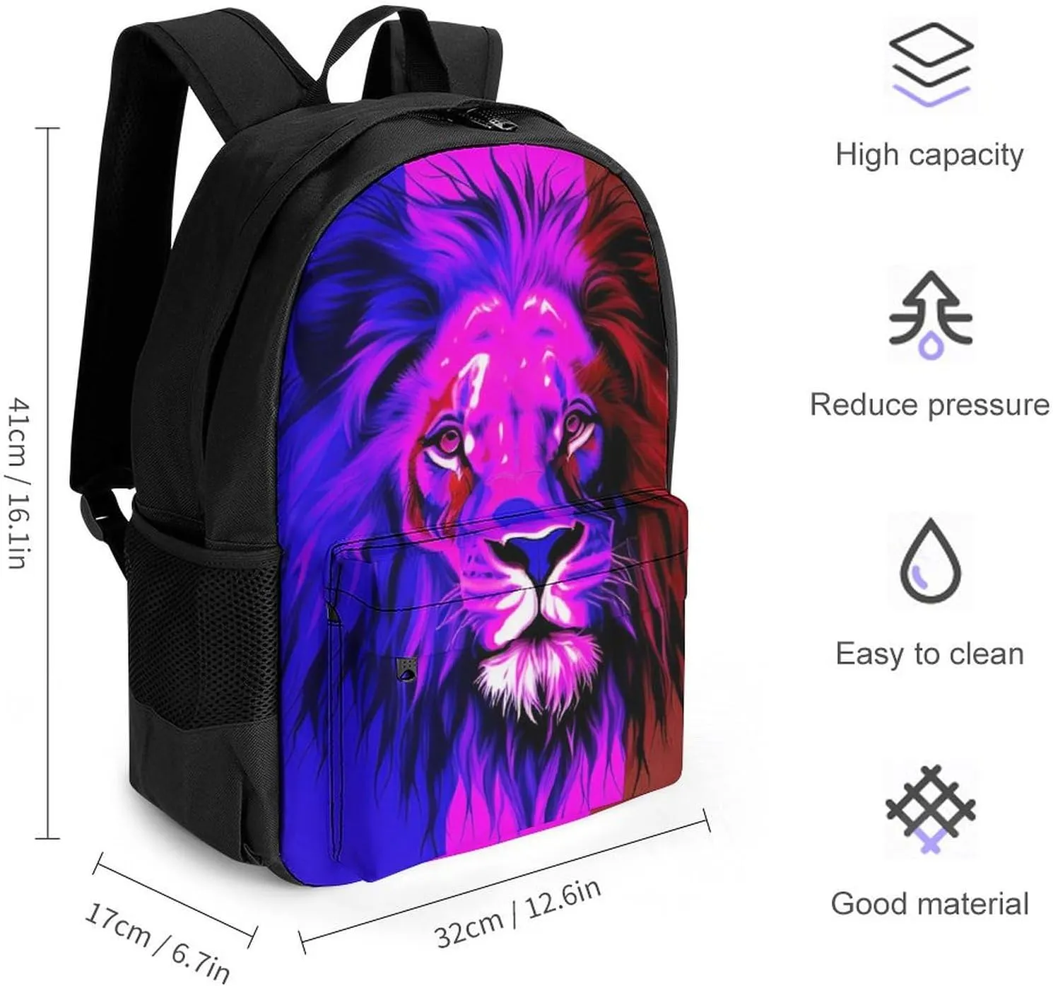 Men Women Lightweight Reggae Rasta Flag Lion Art Backpack Large Capacity Bookbag With Smooth Zippers for Gym Business Running