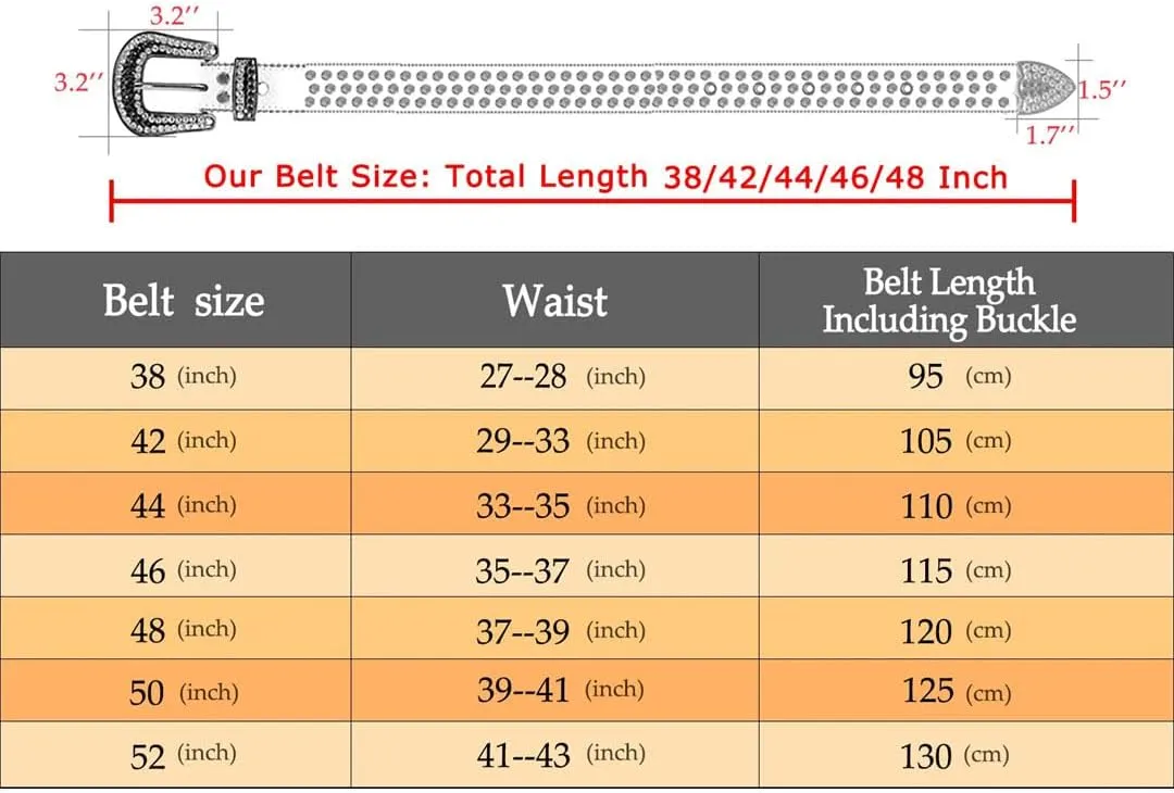 Men Women Western Punk Rhinestones Belts Bling Bling Diamond Crystal Studded Belt