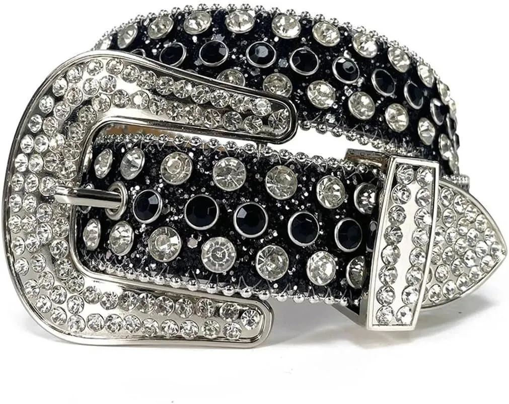 Men Women Western Punk Rhinestones Belts Bling Bling Diamond Crystal Studded Belt