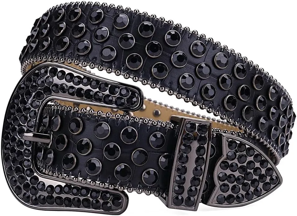 Men Women Western Punk Rhinestones Belts Bling Bling Diamond Crystal Studded Belt