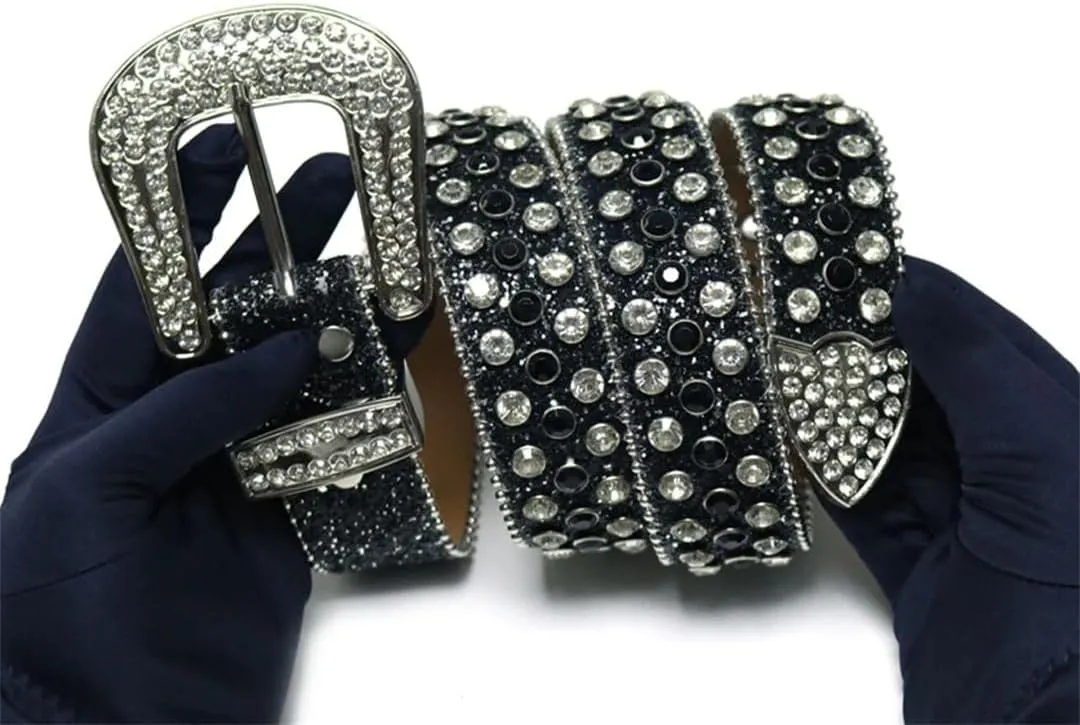 Men Women Western Punk Rhinestones Belts Bling Bling Diamond Crystal Studded Belt