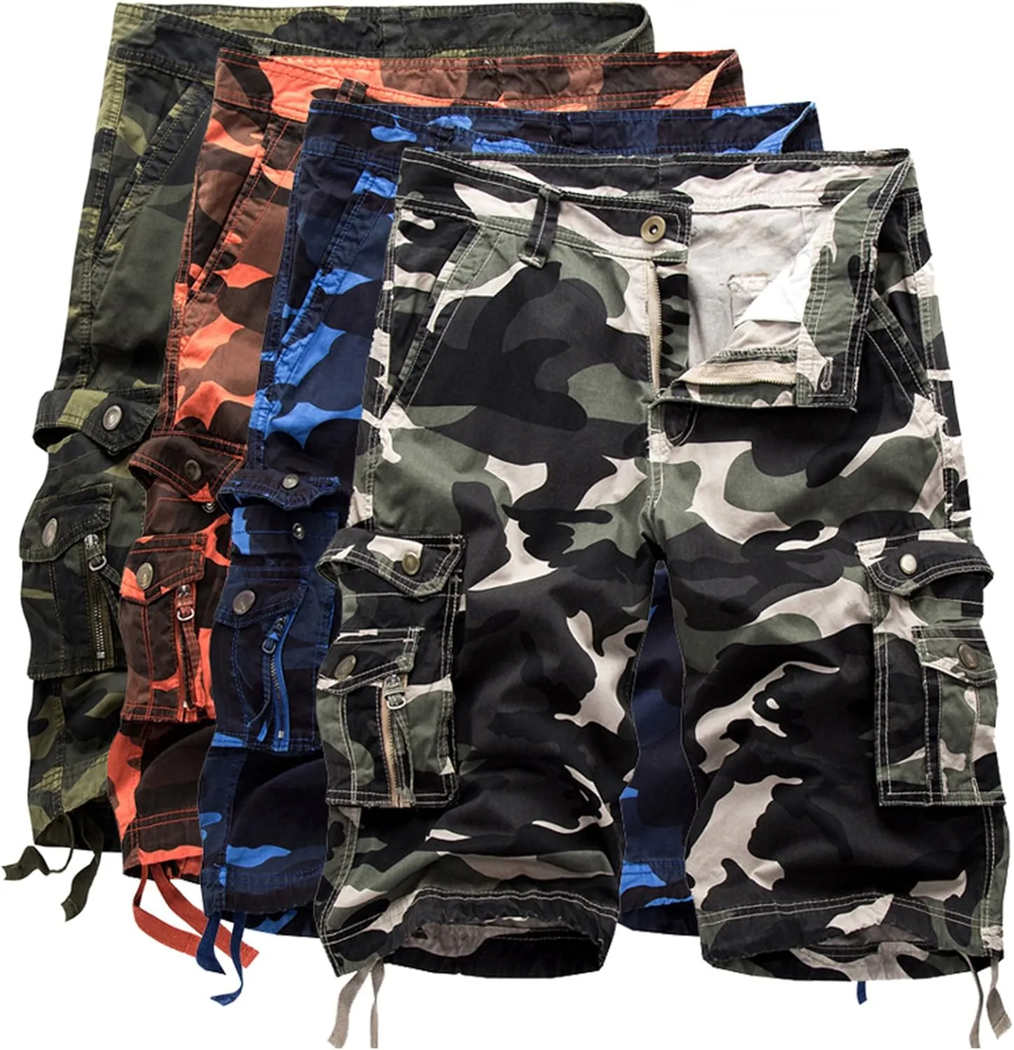 Men's Camo Cargo Shorts Relaxed Fit Multi-Pocket Outdoor Camouflage Cargo Shorts Cotton