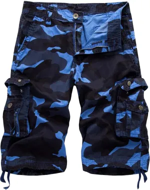 Men's Camo Cargo Shorts Relaxed Fit Multi-Pocket Outdoor Camouflage Cargo Shorts Cotton